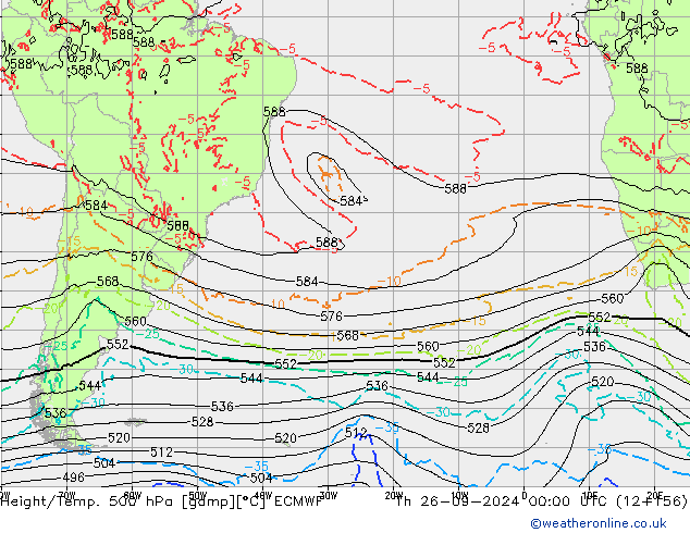 Z500/Yağmur (+YB)/Z850 ECMWF Per 26.09.2024 00 UTC