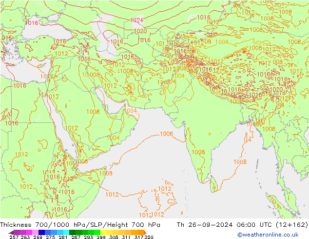 Thck 700-1000 hPa ECMWF Čt 26.09.2024 06 UTC