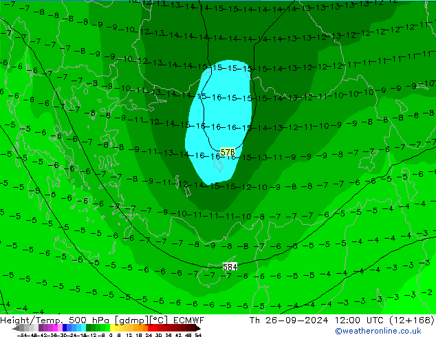 Z500/Rain (+SLP)/Z850 ECMWF Čt 26.09.2024 12 UTC