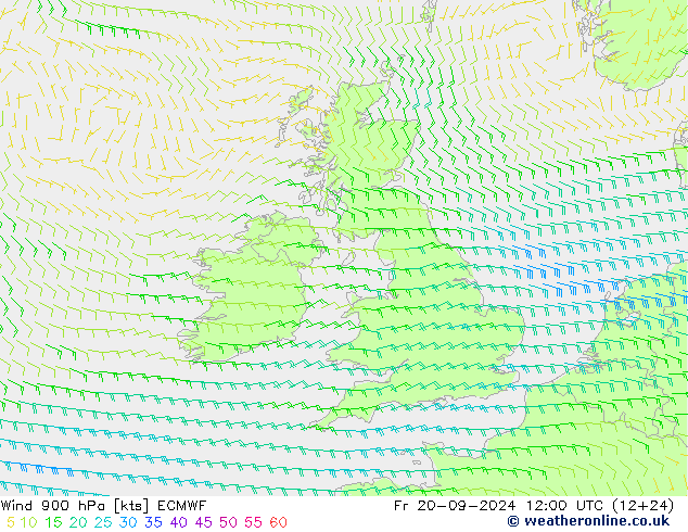 Wind 900 hPa ECMWF Fr 20.09.2024 12 UTC