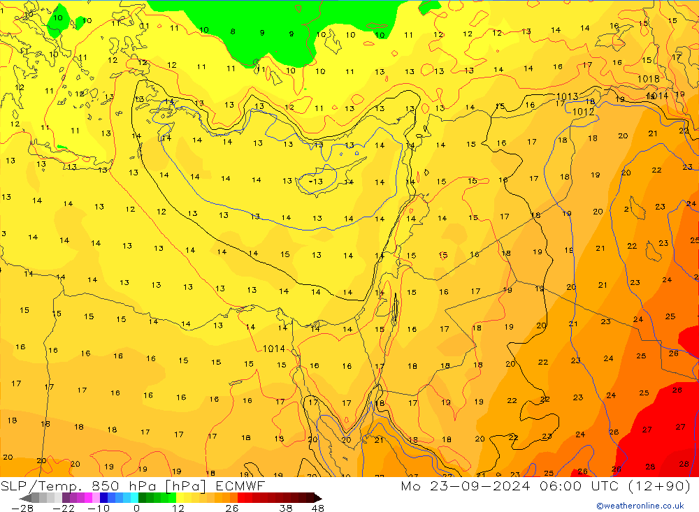 SLP/Temp. 850 hPa ECMWF lun 23.09.2024 06 UTC