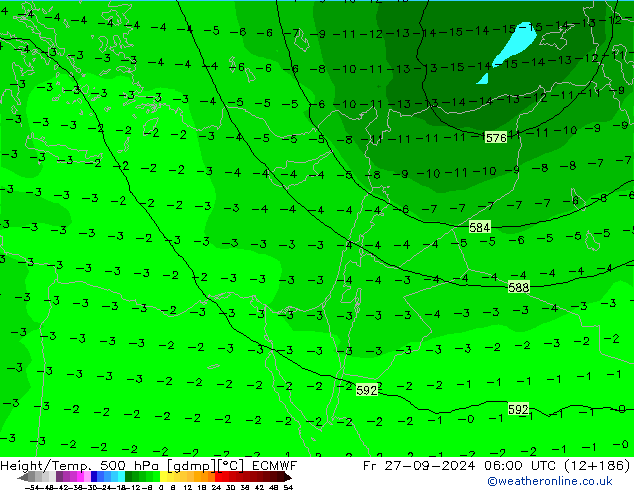 Z500/Rain (+SLP)/Z850 ECMWF Pá 27.09.2024 06 UTC