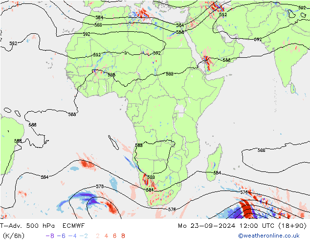 T-Adv. 500 hPa ECMWF Po 23.09.2024 12 UTC