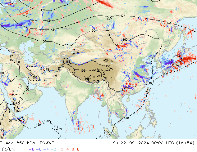 T-Adv. 850 hPa ECMWF Su 22.09.2024 00 UTC