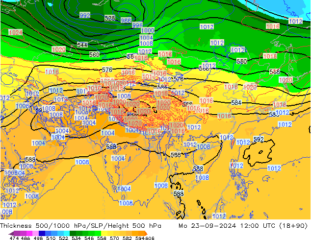 Thck 500-1000hPa ECMWF Seg 23.09.2024 12 UTC