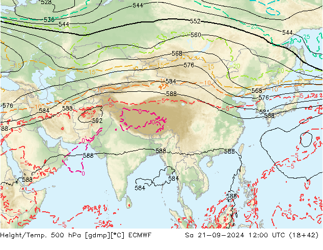 Z500/Yağmur (+YB)/Z850 ECMWF Cts 21.09.2024 12 UTC