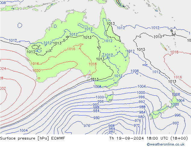 Surface pressure ECMWF Th 19.09.2024 18 UTC