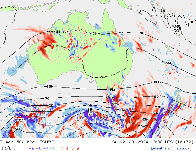 T-Adv. 500 hPa ECMWF  22.09.2024 18 UTC