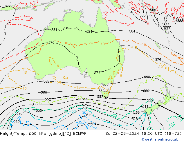 Z500/Rain (+SLP)/Z850 ECMWF  22.09.2024 18 UTC