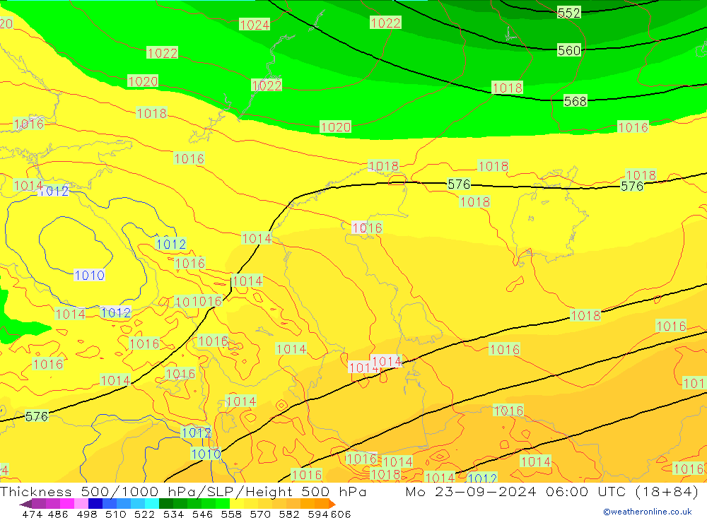 500-1000 hPa Kalınlığı ECMWF Pzt 23.09.2024 06 UTC