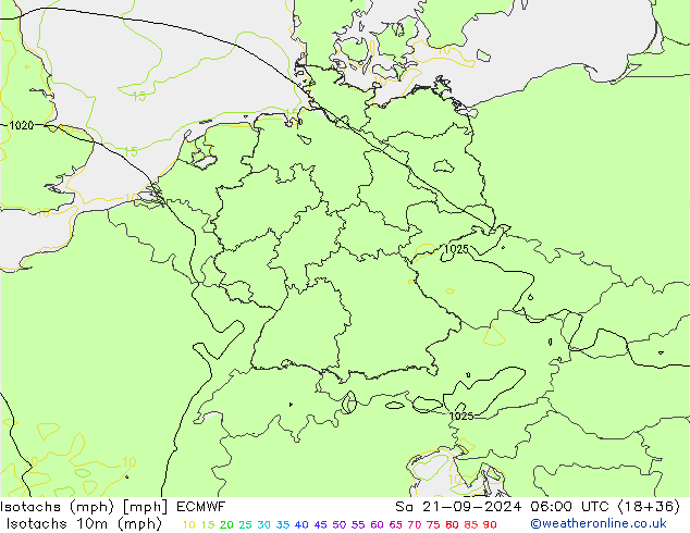 Isotachs (mph) ECMWF sam 21.09.2024 06 UTC