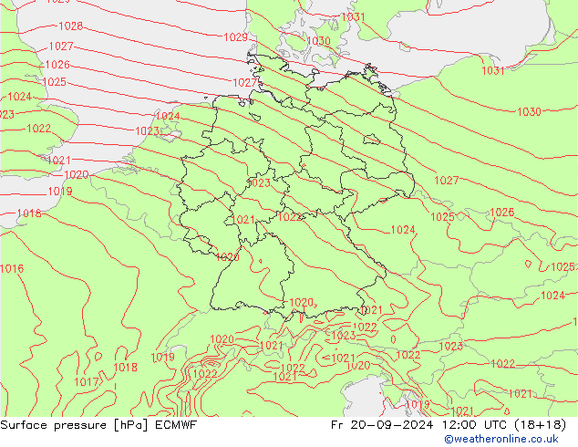 Bodendruck ECMWF Fr 20.09.2024 12 UTC