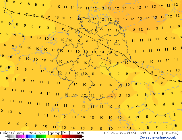 Z500/Rain (+SLP)/Z850 ECMWF Fr 20.09.2024 18 UTC