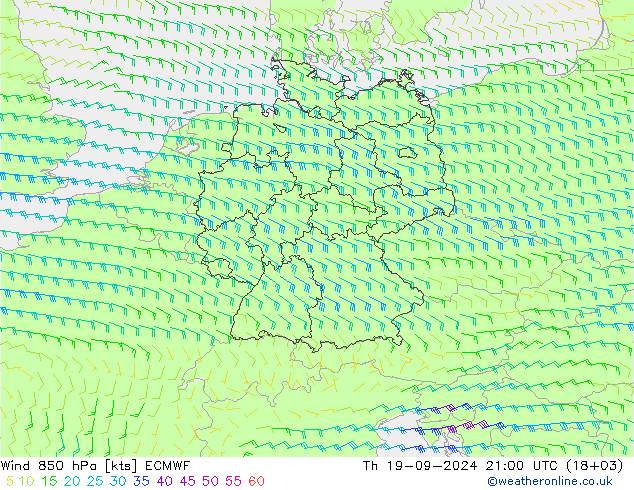 Wind 850 hPa ECMWF Th 19.09.2024 21 UTC