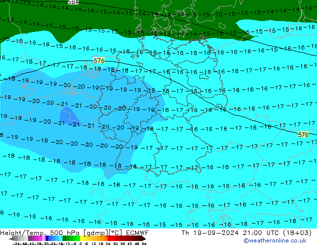 Height/Temp. 500 hPa ECMWF Th 19.09.2024 21 UTC