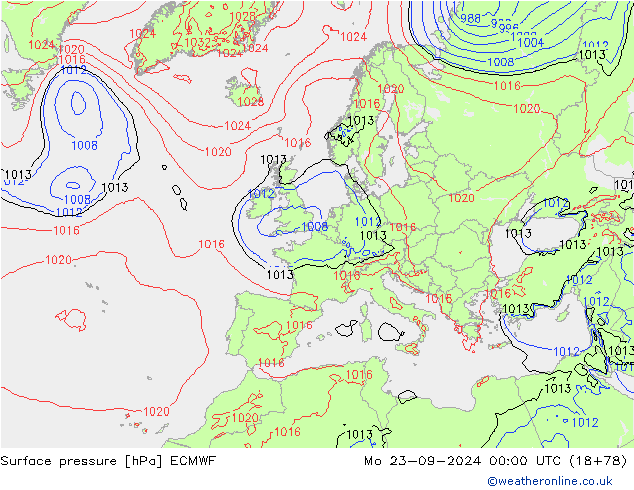 приземное давление ECMWF пн 23.09.2024 00 UTC