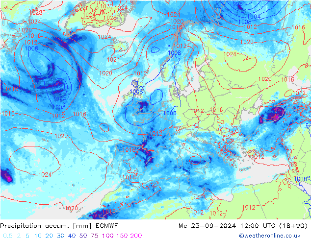 Nied. akkumuliert ECMWF Mo 23.09.2024 12 UTC