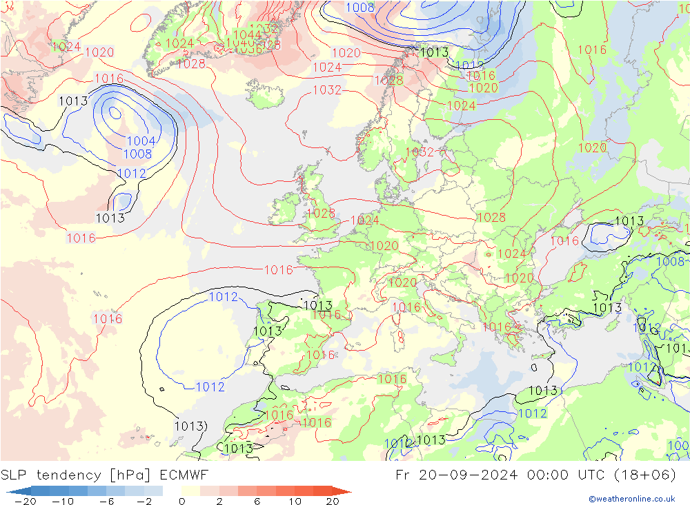 SLP tendency ECMWF Pá 20.09.2024 00 UTC