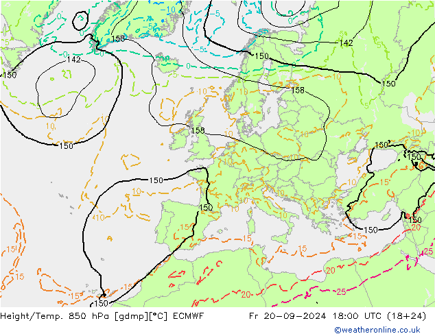 Z500/Rain (+SLP)/Z850 ECMWF Fr 20.09.2024 18 UTC