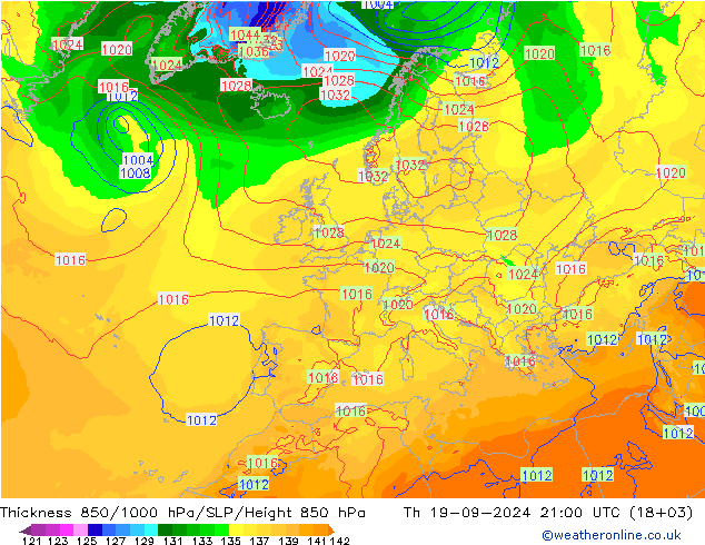 Thck 850-1000 hPa ECMWF  19.09.2024 21 UTC