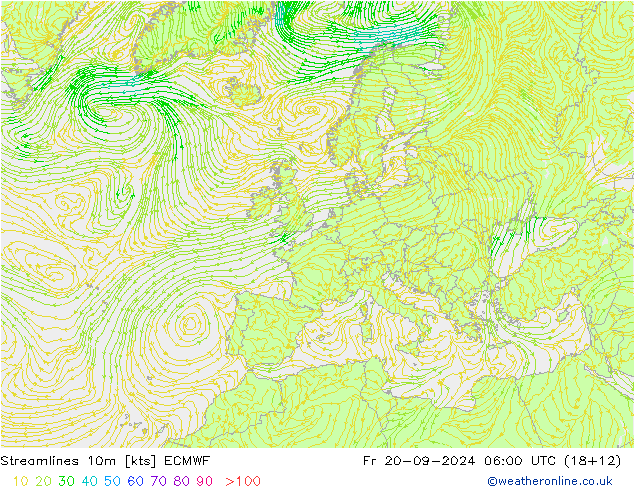 Stromlinien 10m ECMWF Fr 20.09.2024 06 UTC