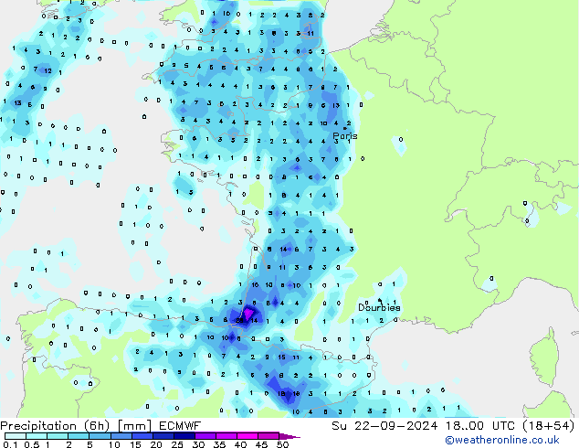 Z500/Rain (+SLP)/Z850 ECMWF Вс 22.09.2024 00 UTC