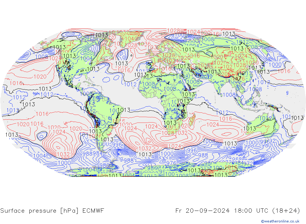 Bodendruck ECMWF Fr 20.09.2024 18 UTC