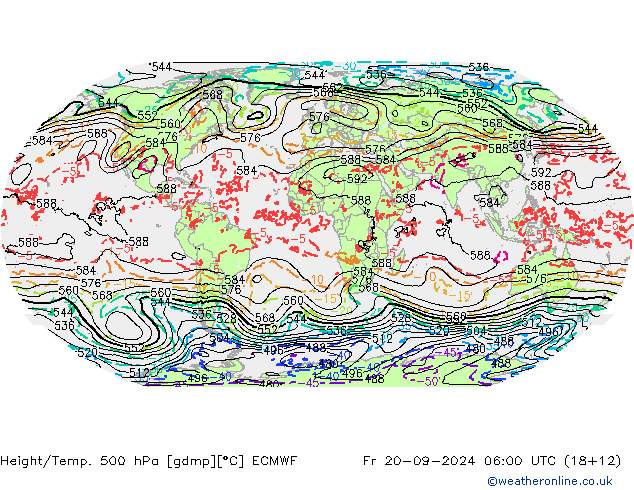 Z500/Rain (+SLP)/Z850 ECMWF Fr 20.09.2024 06 UTC