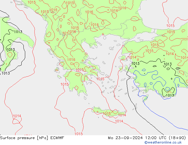 Surface pressure ECMWF Mo 23.09.2024 12 UTC