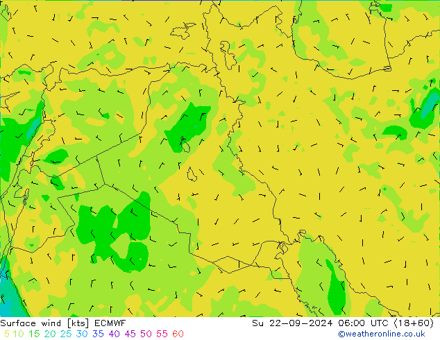 Vent 10 m ECMWF dim 22.09.2024 06 UTC