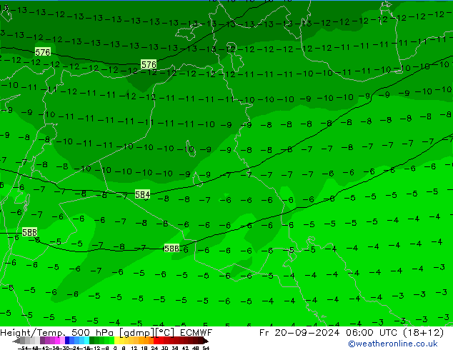 Z500/Rain (+SLP)/Z850 ECMWF Fr 20.09.2024 06 UTC