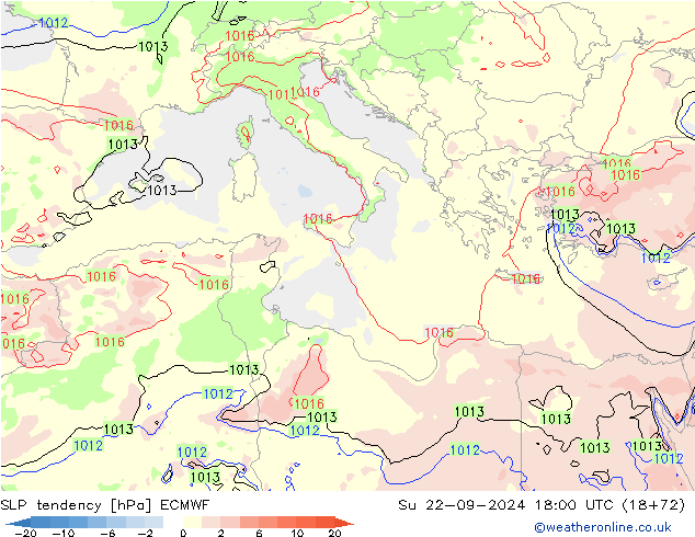 SLP tendency ECMWF Ne 22.09.2024 18 UTC