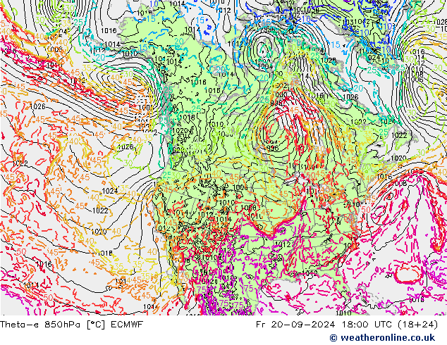 Theta-e 850hPa ECMWF vie 20.09.2024 18 UTC