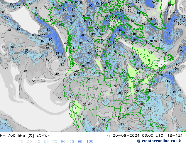 RH 700 hPa ECMWF Fr 20.09.2024 06 UTC