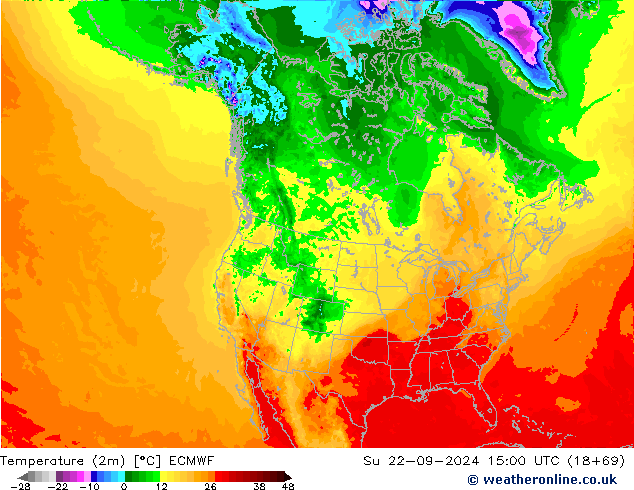 Temperature (2m) ECMWF Ne 22.09.2024 15 UTC