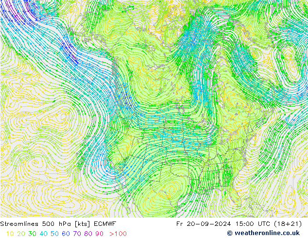 ветер 500 гПа ECMWF пт 20.09.2024 15 UTC