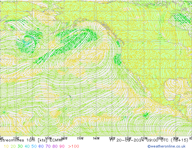 Streamlines 10m ECMWF Fr 20.09.2024 09 UTC