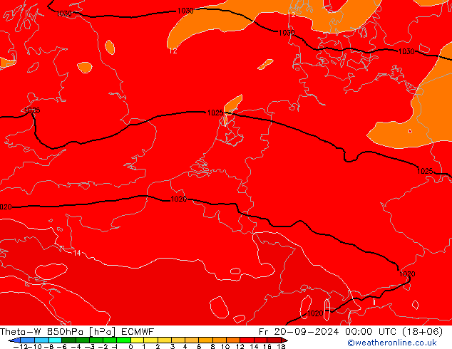 Theta-W 850hPa ECMWF  20.09.2024 00 UTC