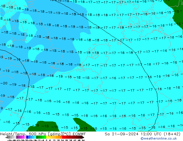 Height/Temp. 500 hPa ECMWF  21.09.2024 12 UTC