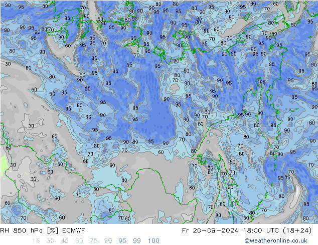 RH 850 hPa ECMWF Fr 20.09.2024 18 UTC