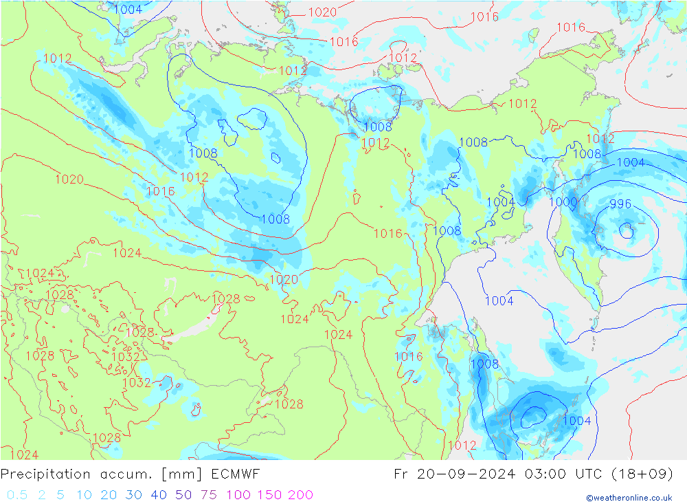 Precipitation accum. ECMWF  20.09.2024 03 UTC