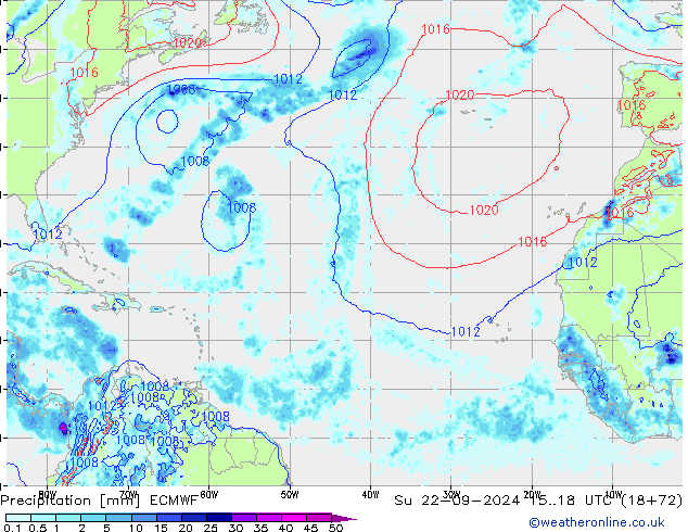 Precipitazione ECMWF dom 22.09.2024 18 UTC