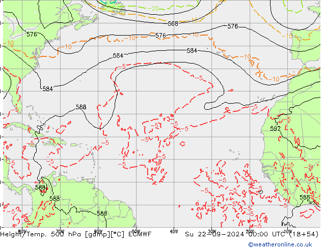 Z500/Rain (+SLP)/Z850 ECMWF Вс 22.09.2024 00 UTC