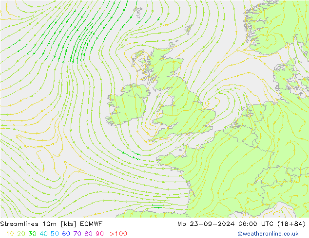 Linha de corrente 10m ECMWF Seg 23.09.2024 06 UTC