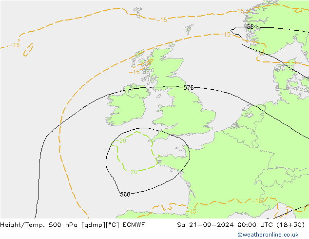 Yükseklik/Sıc. 500 hPa ECMWF Cts 21.09.2024 00 UTC