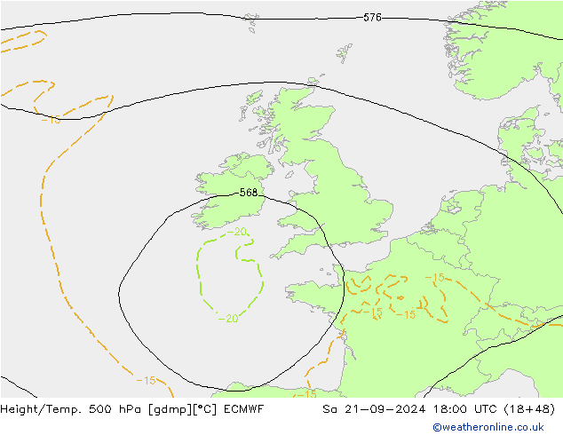 Z500/Rain (+SLP)/Z850 ECMWF sam 21.09.2024 18 UTC