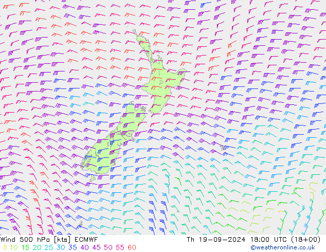 Wind 500 hPa ECMWF Do 19.09.2024 18 UTC