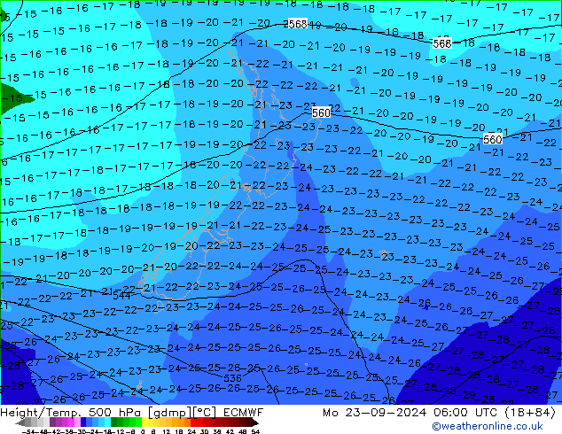 Z500/Rain (+SLP)/Z850 ECMWF  23.09.2024 06 UTC