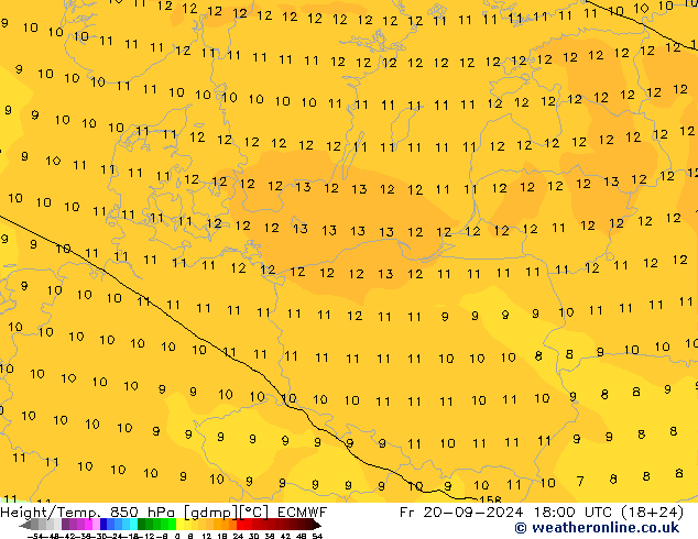 Z500/Yağmur (+YB)/Z850 ECMWF Cu 20.09.2024 18 UTC