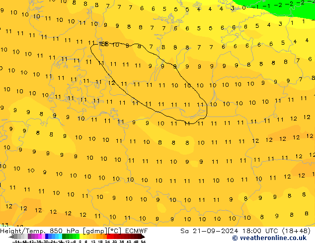 Z500/Rain (+SLP)/Z850 ECMWF  21.09.2024 18 UTC